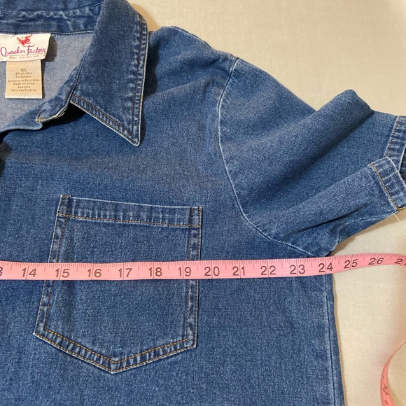 Quacker Factory Denim Top Size XL Embellished Rhinestones - Picture 7 of 8